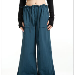 Unisex Retro Utility Wide-Leg Cargo Pants – High Street Loose-Fit Casual Trousers