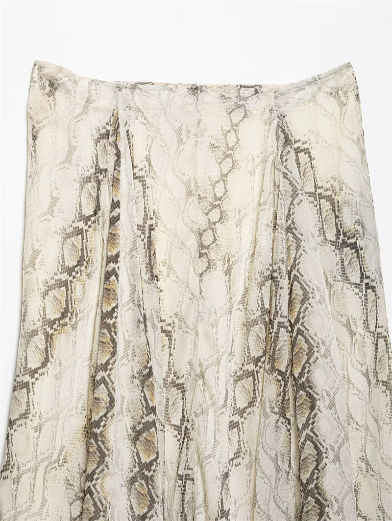1 春夏新款欧美风女装时尚气质百搭蛇纹印花宽摆中长半身裙 (9)