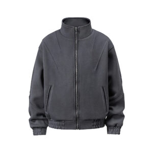 500g Stand Collar Zip-Up Sweatshirt｜Structured Cotton Jacket