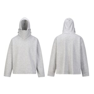 Winter Solid Color Hoodie with Built-in Mask｜350g Buttoned Cotton Face Cover Hoodie
