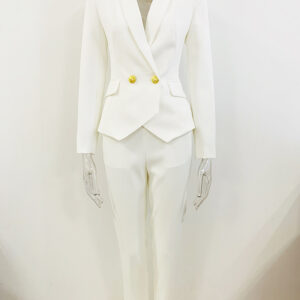 Tailored Peak Lapel Fitted Blazer & Slim Tapered Pants Set (Elegant Minimalist Edition)