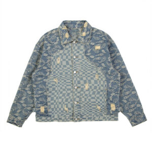 Paisley Embroidered Men’s Blue Denim Jacket | Vintage Streetwear | Sirui Apparel