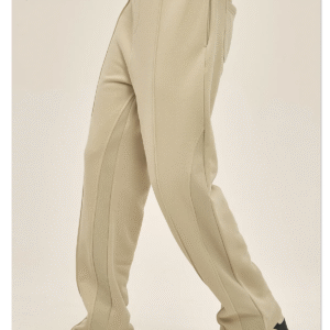 Structured Seamline Fleece Pants – Retro-Inspired Casual Straight-Leg Trousers