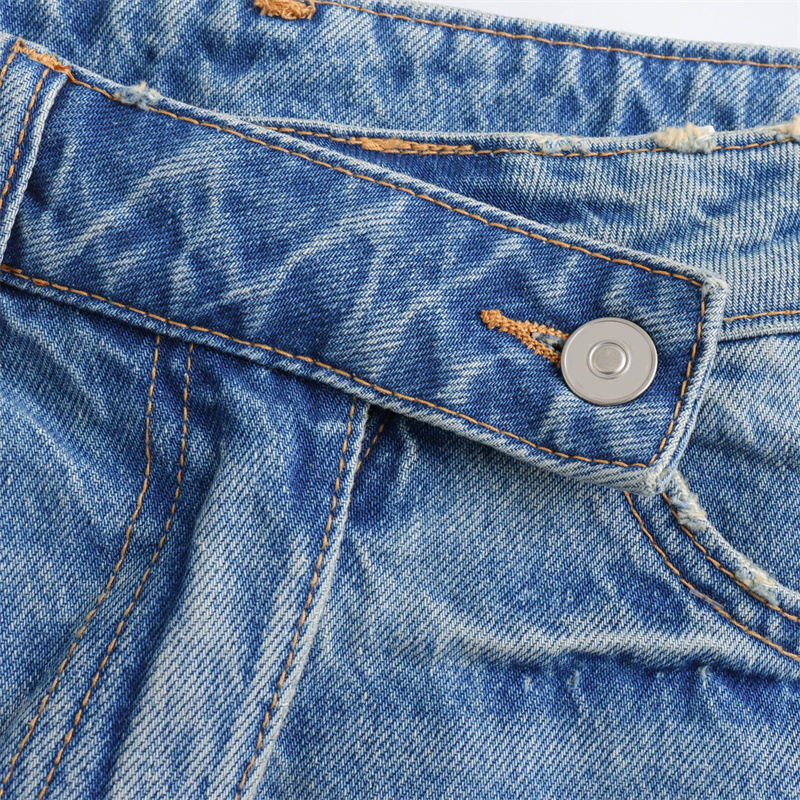 2 夏季新款欧美气质高腰显瘦做旧修身牛仔半身短裙 (2)