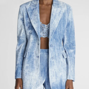 New Tie-Dye Print Slim Fit Blazer & Pants Set – Mid-Length Two-Piece Suit