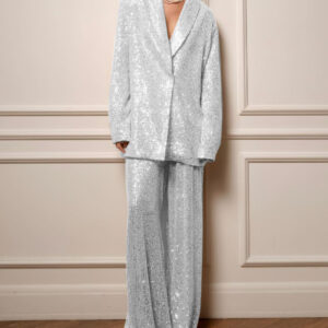 Elegant Sequin Blazer & Wide-Leg Pants Set (Chic Lounge Glam)