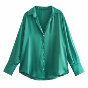 Autumn New Women's Long Sleeve Satin-Feel Shirt – European-Style Versatile Blouse