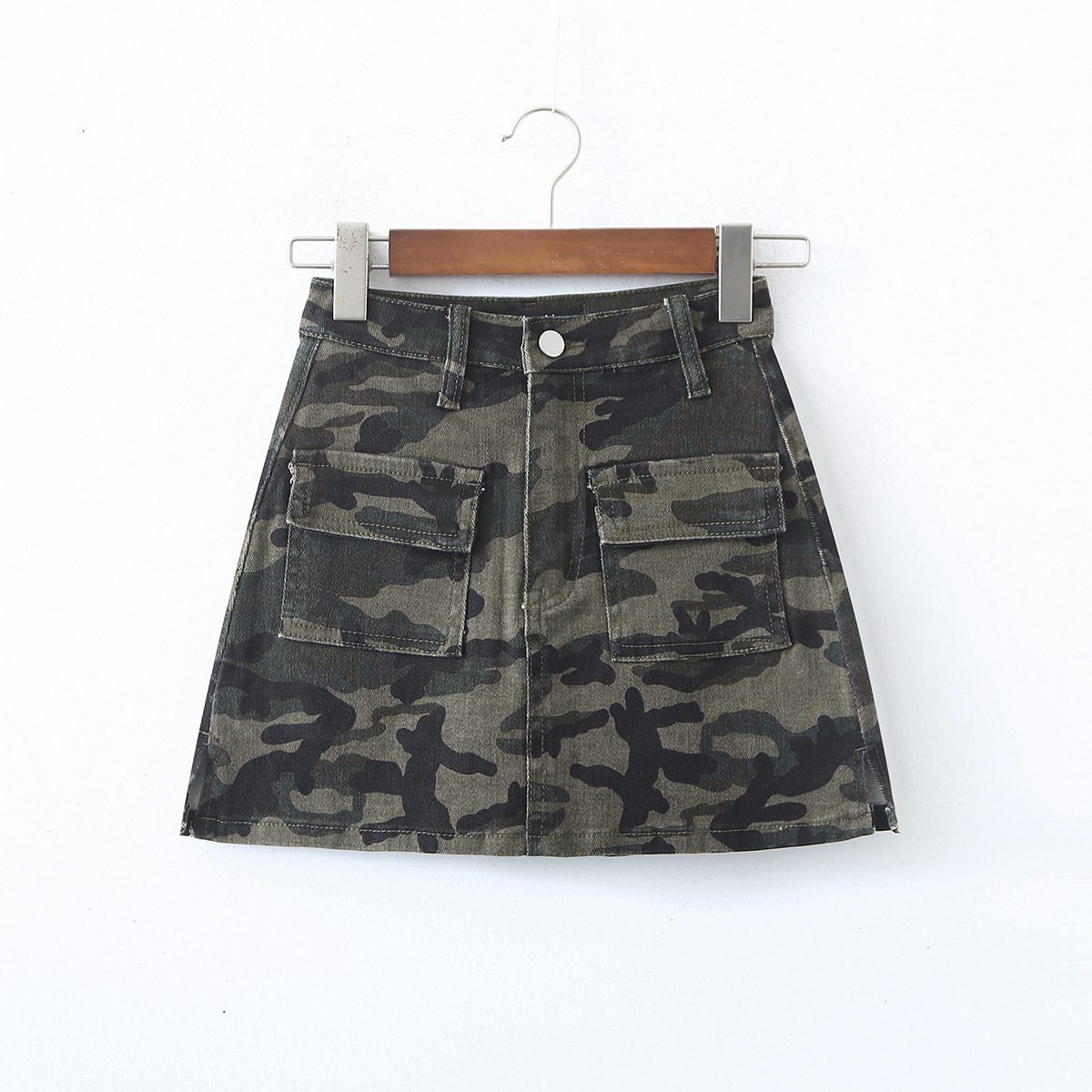 3 a字牛仔短裙半身裙女欧美风高腰口袋弹力工装裙裤 (9)