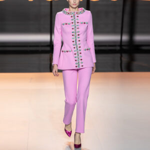 Luxury Beaded Rhinestone Jacket & Slim Pant Two-Piece Set (European Fashion Runway Style)