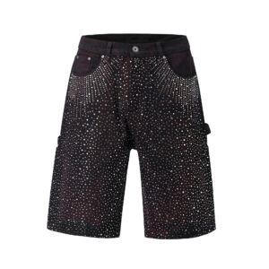 Gradient Splatter Rhinestone Denim Shorts (High Street Style)