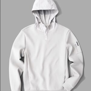 Men’s Urban Techwear Hoodie – Snap Half-Placket & Sleeve Utility Pocket, Spring 2025