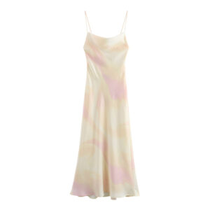 Summer Satin Tie-Dye Cowl Neck Slip Dress