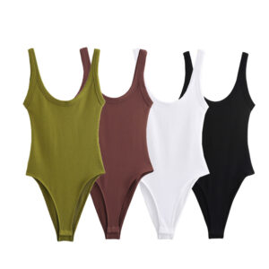 Summer New Ribbed Knit Solid Bodysuit – Slim Fit Tank Bodysuit (European Style)