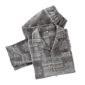 Gray Paisley & Polka Dot Printed Short Sleeve Shirt