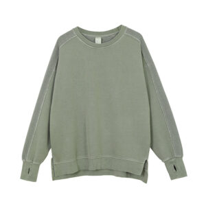 430g Vintage-Washed Crewneck Sweatshirt｜Thumbhole "Ninja" Cuffs + Split Hem